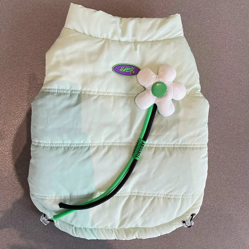 Mint Daisy Dog Puffer Vest