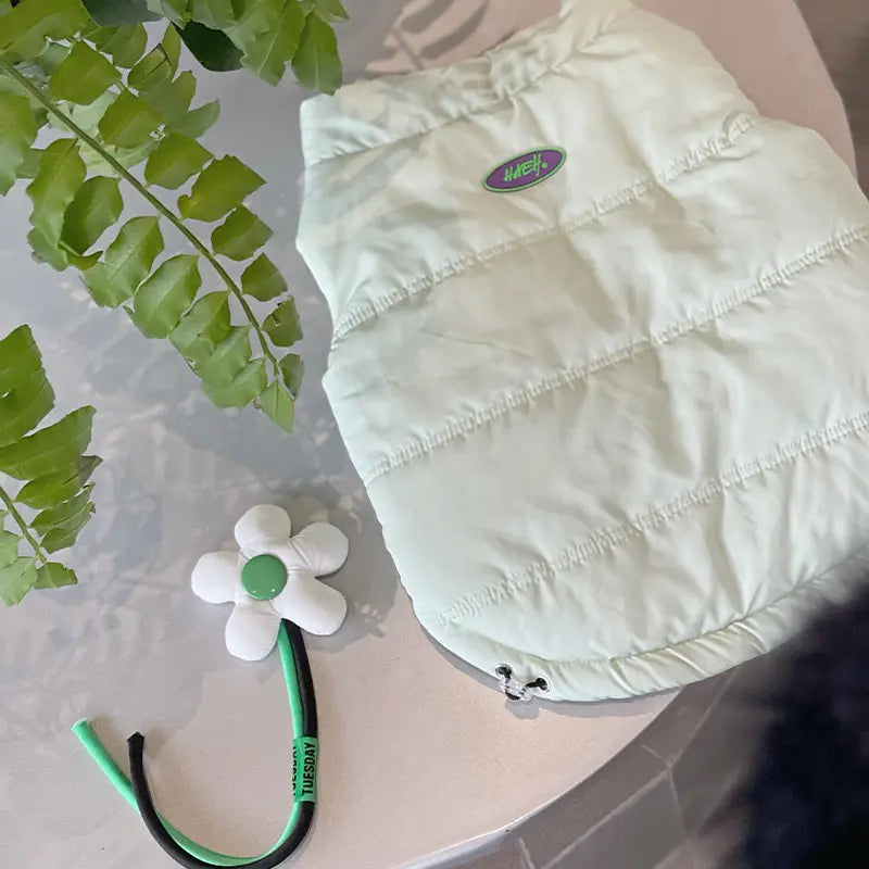 Mint Daisy Dog Puffer Vest