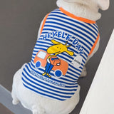 Blue Striped Giraffe Printing Summer Dog Tank Top