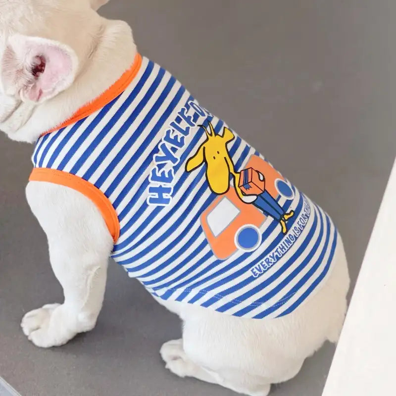 Blue Striped Giraffe Printing Summer Dog Tank Top