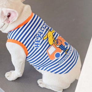 Blue Striped Giraffe Printing Summer Dog Tank Top