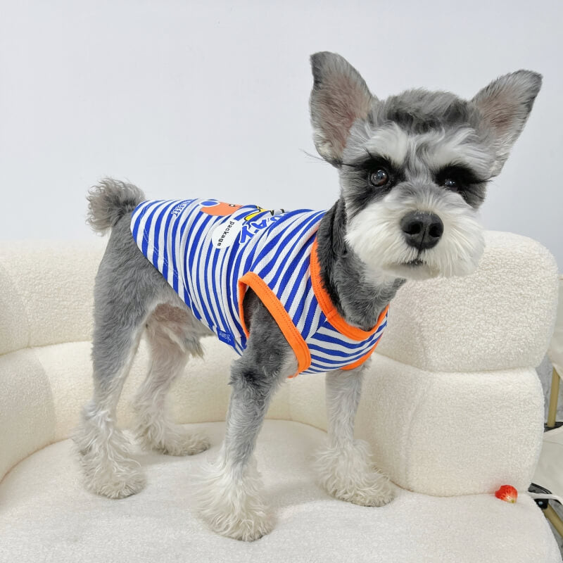 Blue Striped Giraffe Printing Summer Dog Tank Top