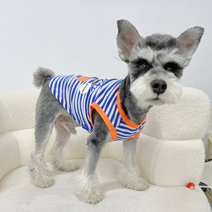 Blue Striped Giraffe Printing Summer Dog Tank Top