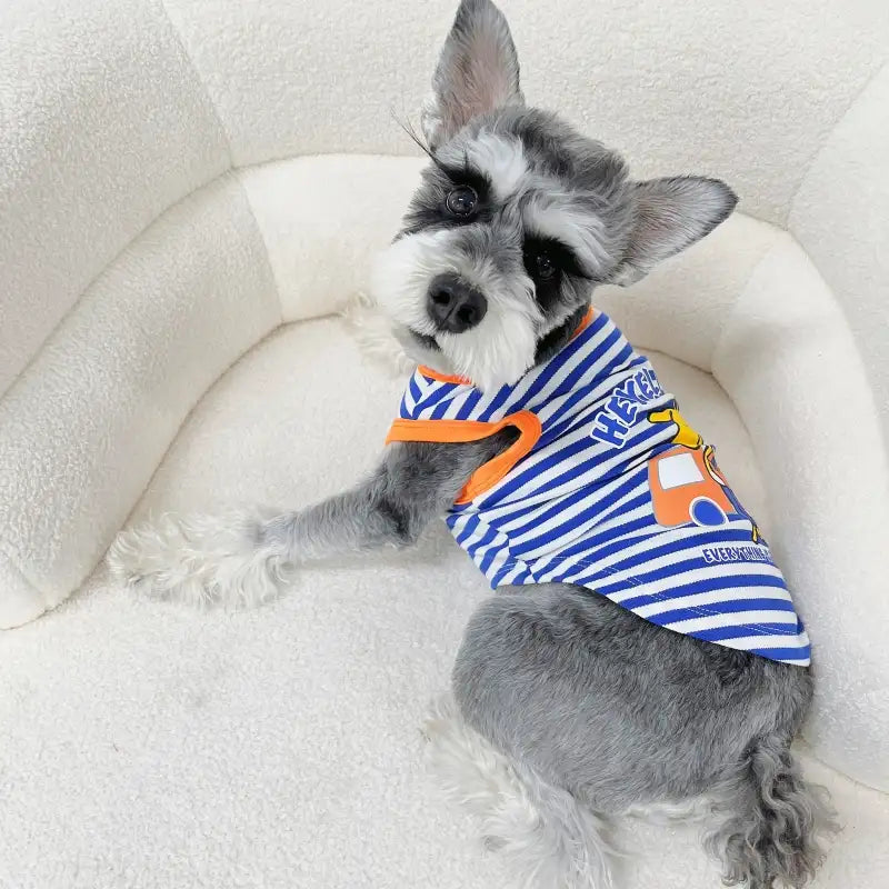 Blue Striped Giraffe Printing Summer Dog Tank Top