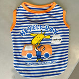 Blue Striped Giraffe Printing Summer Dog Tank Top