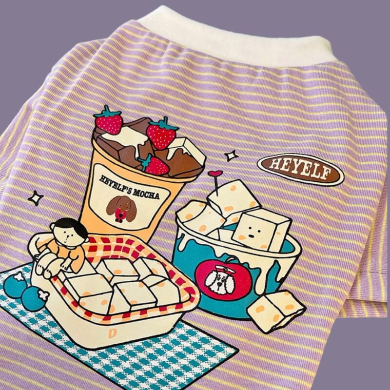 Cartoon Striped Dog T-shirt