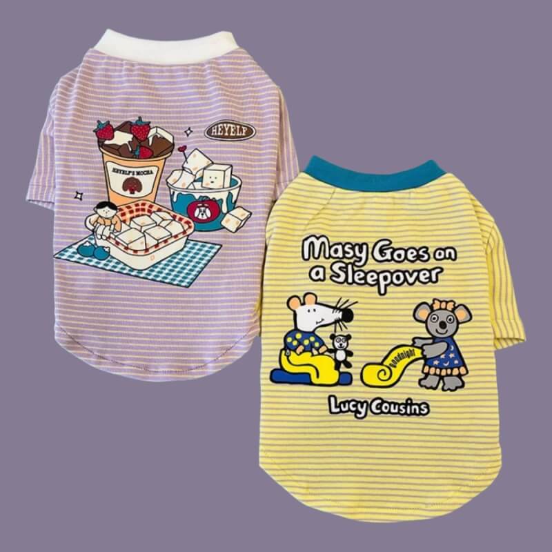 Cartoon Striped Dog T-shirt