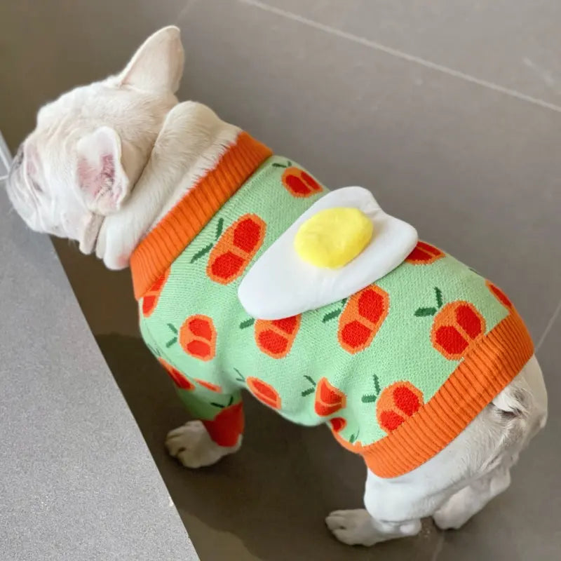Dog Sweater Eggs Tomatoes
