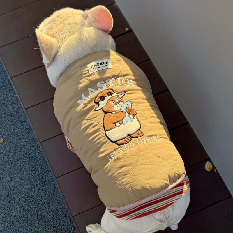 Fishing Bear Dog Puffer Vest
