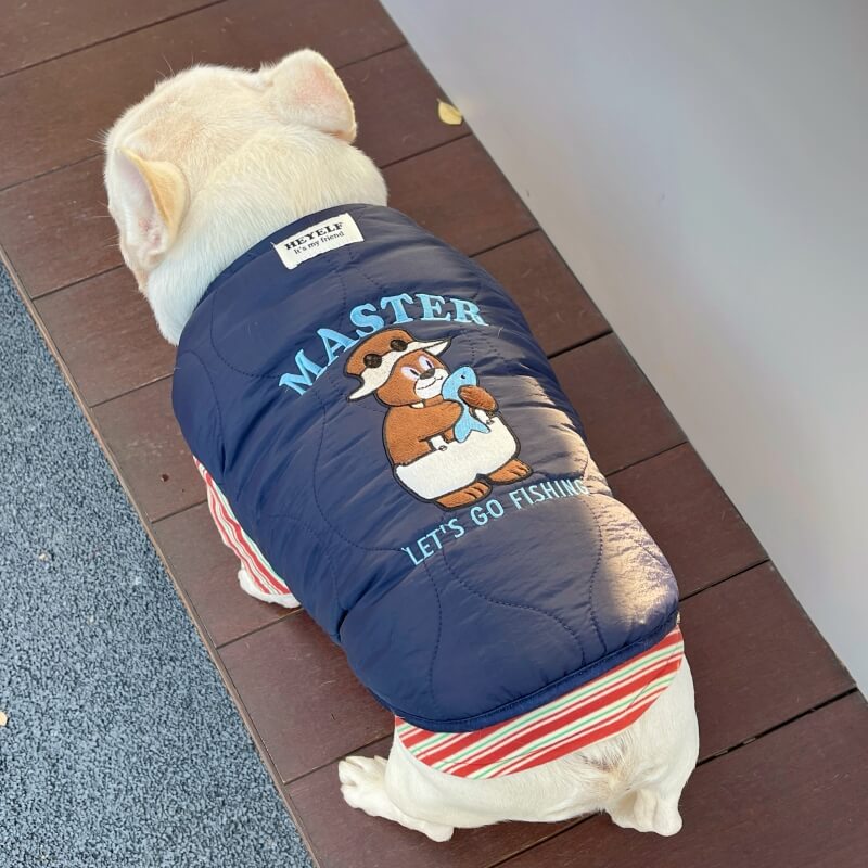 Fishing Bear Dog Puffer Vest