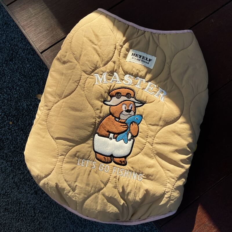 Fishing Bear Dog Puffer Vest