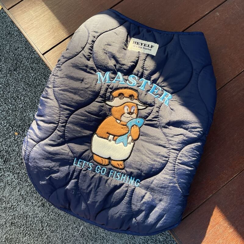 Fishing Bear Dog Puffer Vest