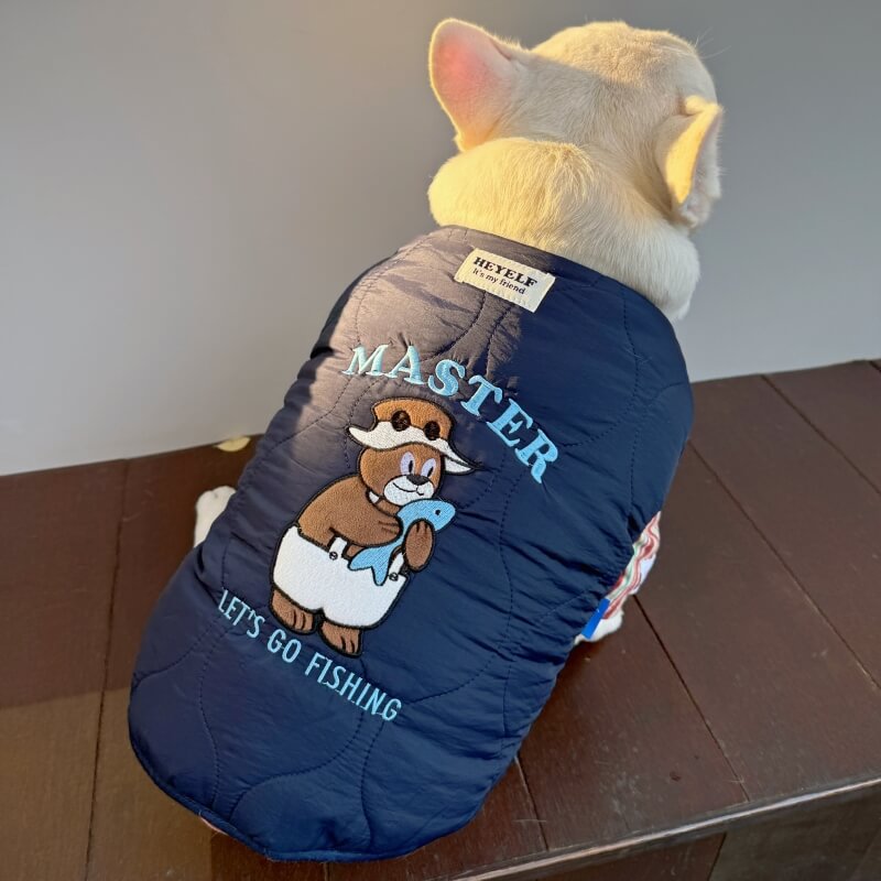 Fishing Bear Dog Puffer Vest