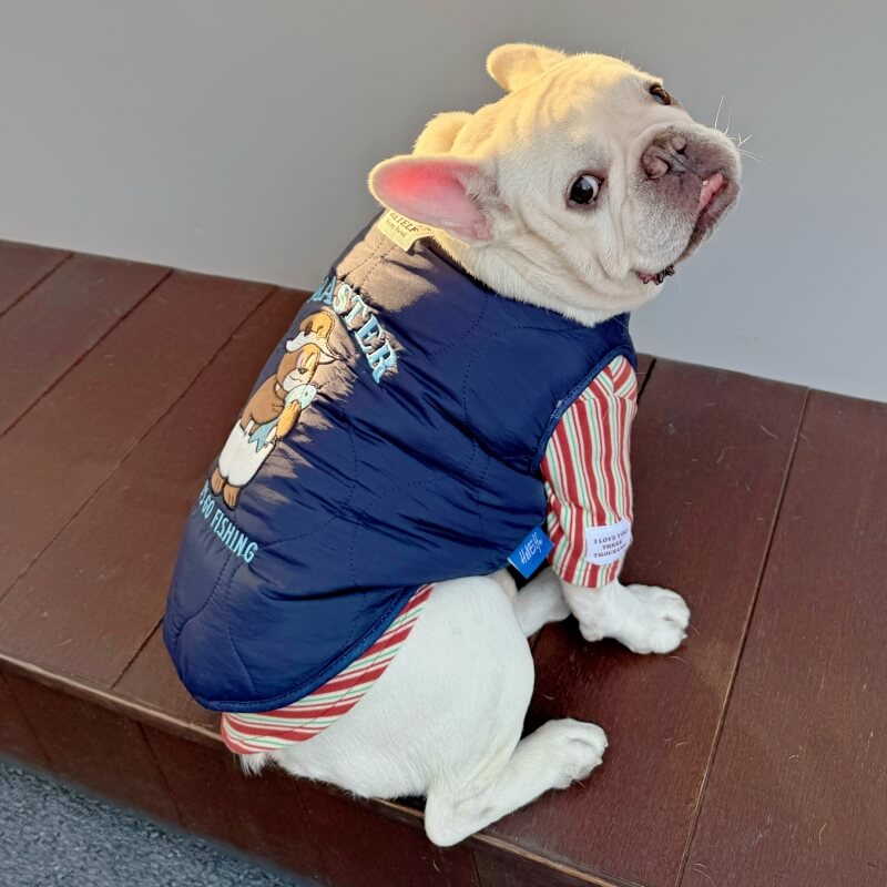 Fishing Bear Dog Puffer Vest