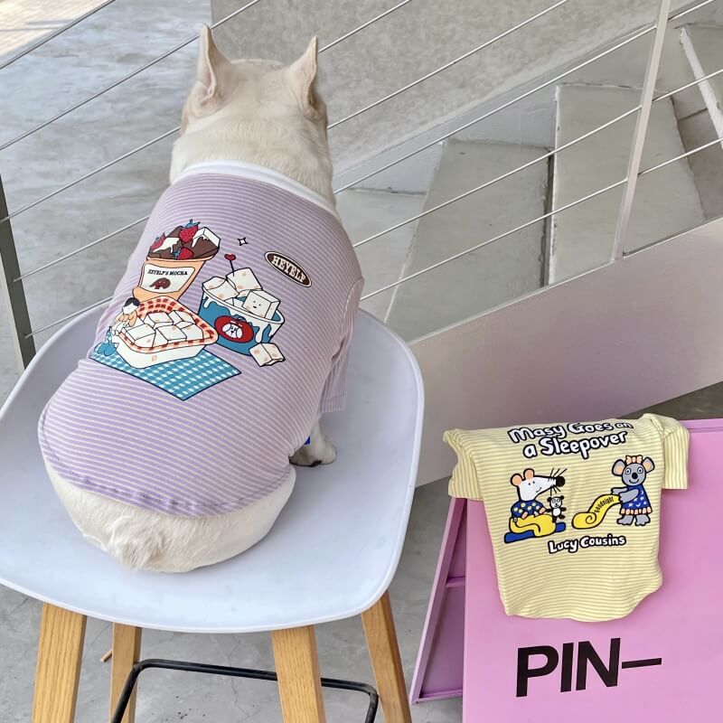 Cartoon Striped Dog T-shirt