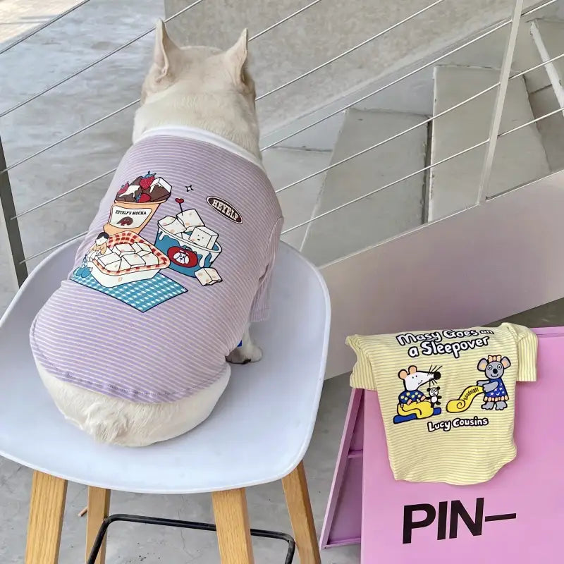 Cartoon Striped Dog T-shirt