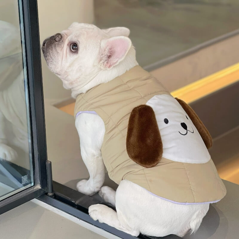 Reversible Dog Puffer Vest - Dog Face