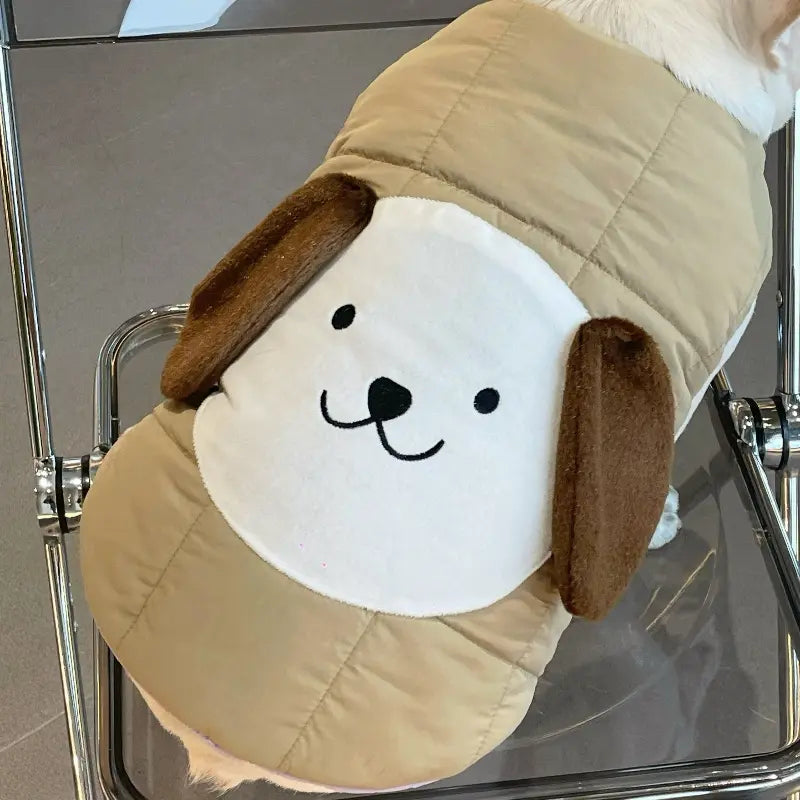 Reversible Dog Puffer Vest - Dog Face
