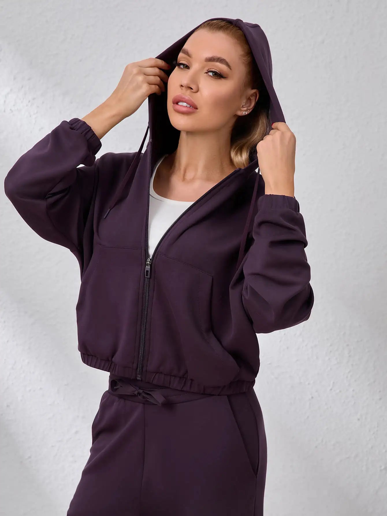 White Essentials Full Zip Up Hoodie Women