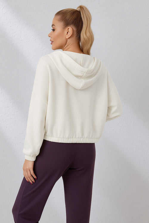 White Essentials Full Zip Up Hoodie Women