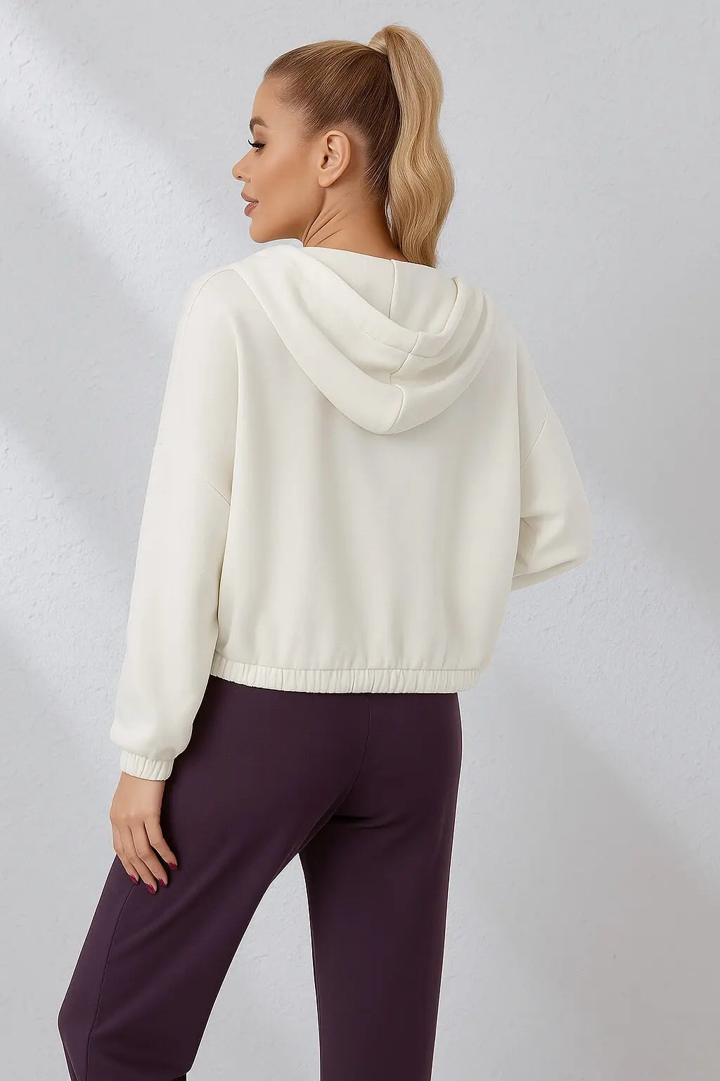 White Essentials Full Zip Up Hoodie Women