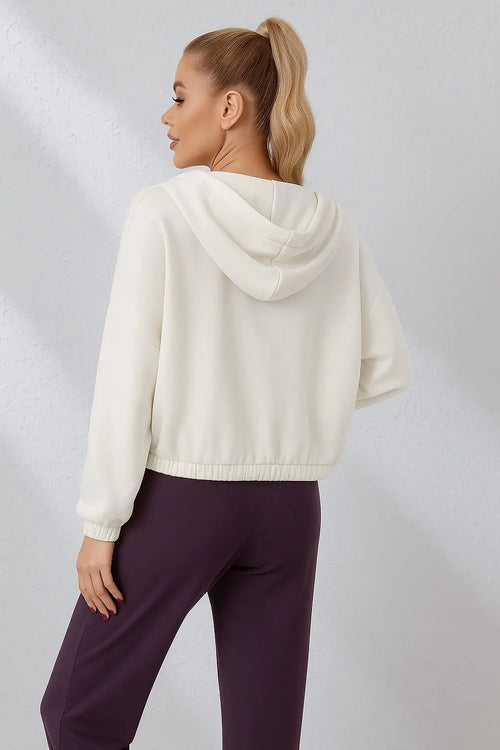 White Essentials Full Zip Up Hoodie Women
