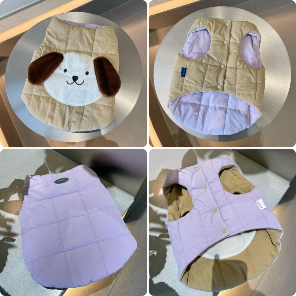 Reversible Dog Puffer Vest - Dog Face
