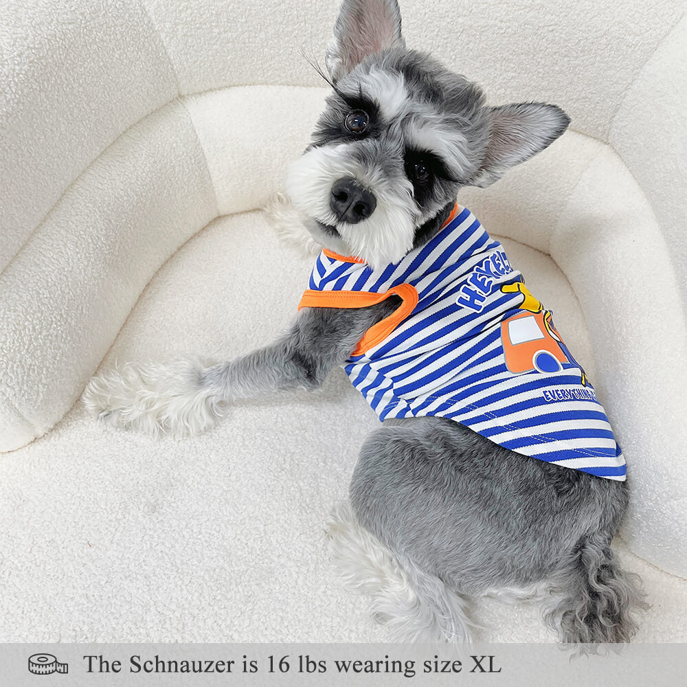 Blue Striped Giraffe Printing Summer Dog Tank Top