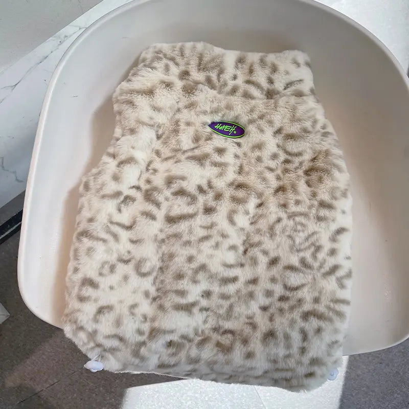Luxe Plush Winter Vest - Snow Leopard