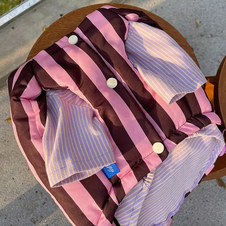 Strawberry Chocolate Stripe Dog Puffer